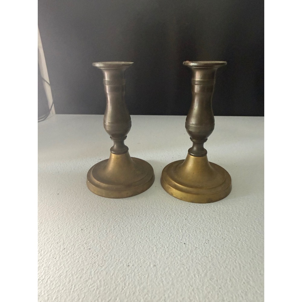 Vintage S. Eastman Co Concord NH Brass Candlestick Holders Set of 2 Taper Holder